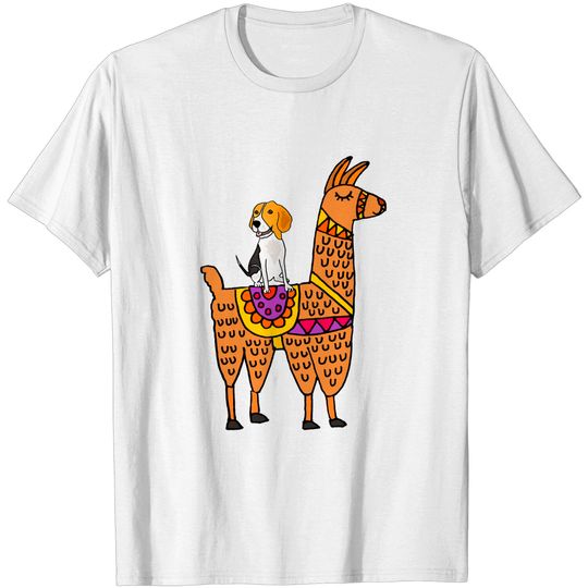 Discover SmileteesPets Beagle Dog Riding Llama T-Shirt