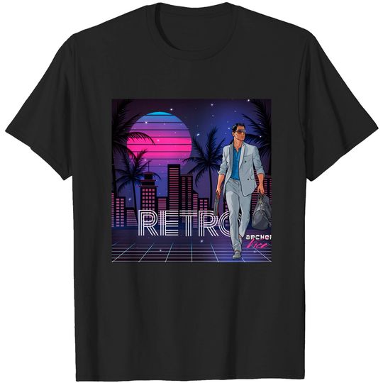 Discover Acher Sitcom Sterling Archer Vice Palm 80s Sun Set Unisex Tshirt