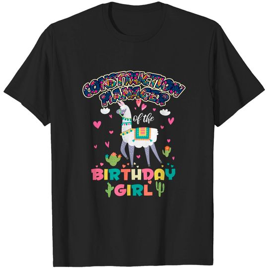 Discover Construction Manager Llama of The Birthday Girl Animal T-Shirt