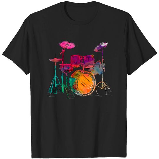 Discover Watercolor Drummer | Drum Set T-Shirt