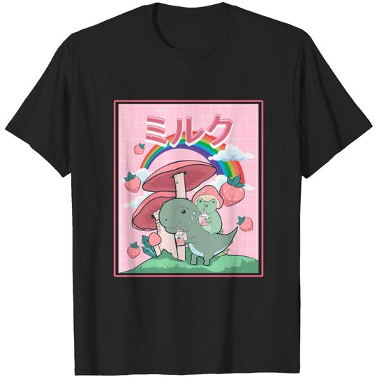 Discover Cottagecore Aesthetic Frog Drinking Japanese Milk - Cottagecore - T-Shirt