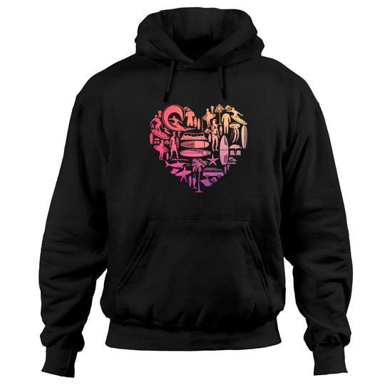 Discover Surfing lover heart Surfboards Surfer beach Pullover Hoodie