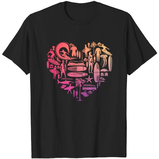 Discover Surfing lover heart Surfboards Surfer beach Pullover T-Shirts