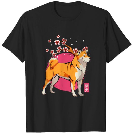 Discover Akita Shiba Inu Dog Japanese Cherry Blossom Sakura Flower T-Shirt
