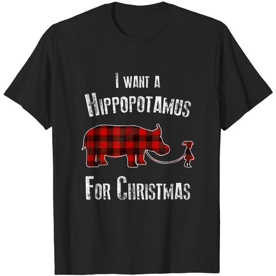 Discover I Wants A Hippopotamus For Christmas Pajamas Plaid Hippos T-Shirt