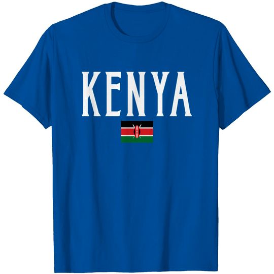Discover Kenya Flag Vintage White Text T Shirt