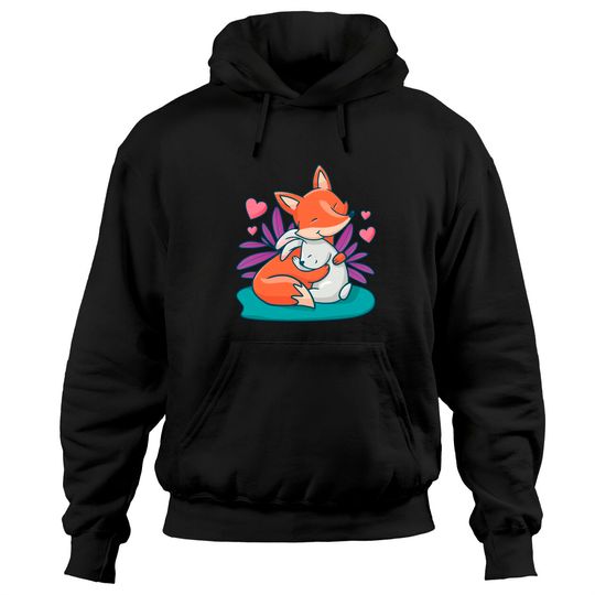 Discover FOX BUNNY HUG Pullover Hoodie