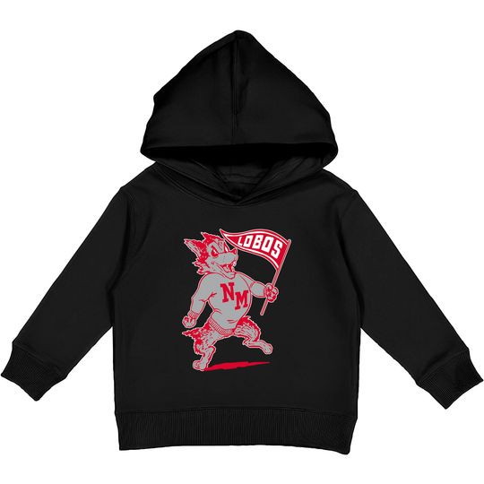 Discover Vintage Looking UNM Lobos Mascot - New Mexico - Kids Pullover Hoodies