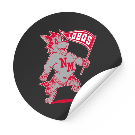 Discover Vintage Looking UNM Lobos Mascot - New Mexico - Stickers