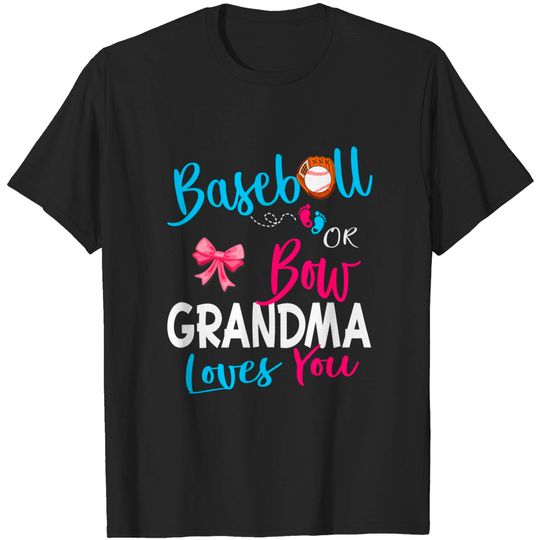 Discover Gender Reveal Team Baseball Or Bow Grandma Loves You Premium T-Shirt