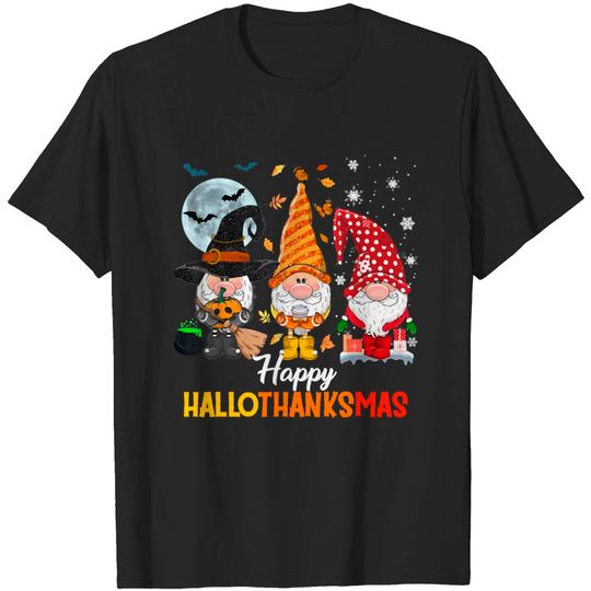 Discover Gnomes Lover Halloween Merry Christmas Happy Hallothanksmas T-Shirt