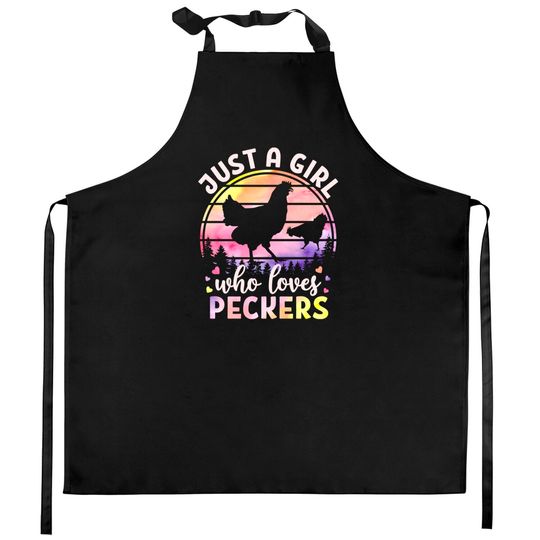Discover Just A Girl Who Loves Peckers Watercolor Chicken Lovers Pullover Kitchen Aprons