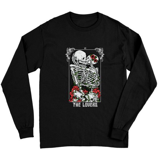 Discover The Lovers Vintage Tarot Card Occult Skeletons Supernatural Long Sleeve