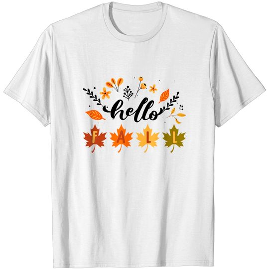 Discover Hello Fall Autumn Leaves Botanic Foliage Gift T-Shirt