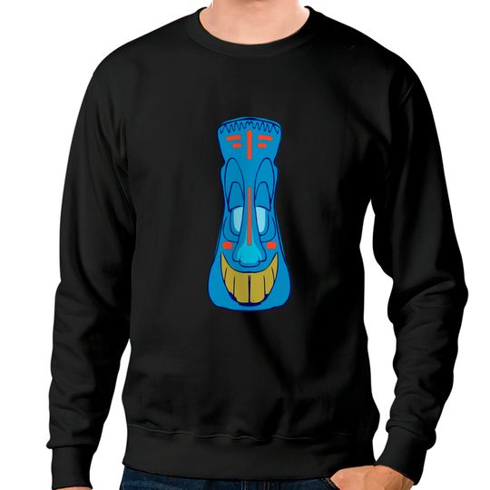 Discover Tiki Face Sweatshirt Hawaiian Blue