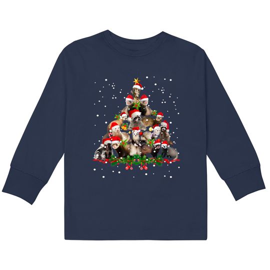 Discover Ferrets Christmas Tree Kids Long Sleeve T-Shirts