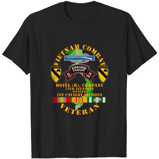 Discover Vietnam Combat Veteran w H Co 75th Inf Ranger - 1st Cav Div - Company - T-Shirt
