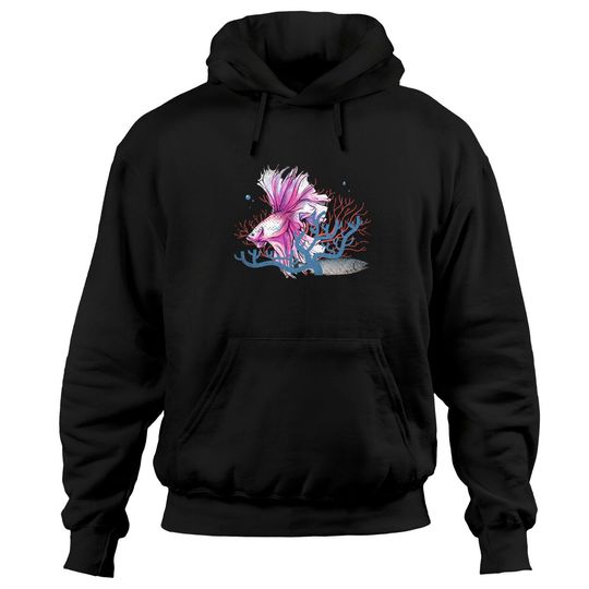 Discover Underwater School Of Fish Biologist Aquarium Betta Fish Pullover Hoodie