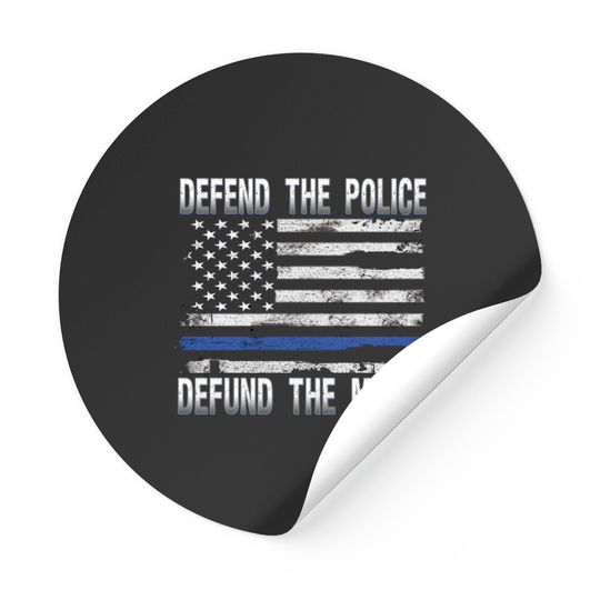 Discover Defend Police Defund Media Support Thin Blue Line US Flag Stickers