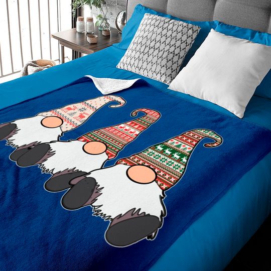 Discover Three Nordic Gnomes Winter Christmas Swedish Tomte Baby Blankets