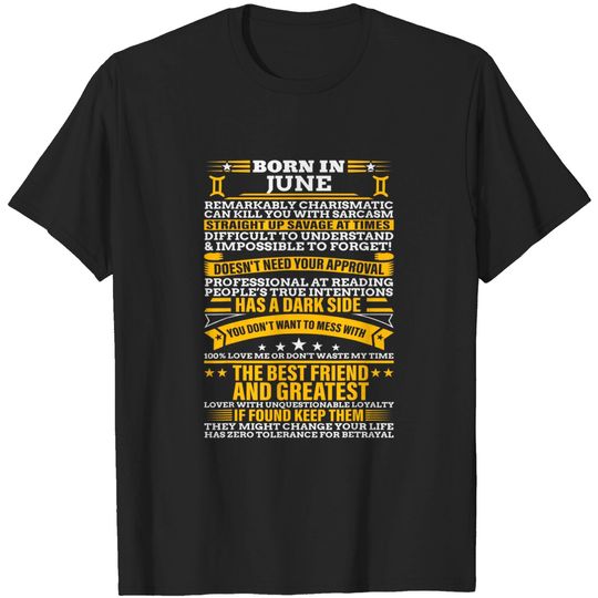 Discover Born In June Gemini zodiac sign T-Shirt