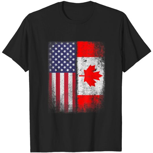 Discover Canadian American Flag Roots T Shirt
