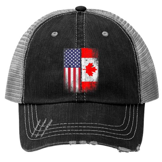 Discover Canadian American Flag Roots Trucker Hats