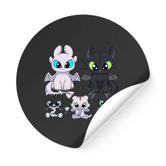 Discover Family dragons, how to train your dragon Toothless & Light fury, night fury babies - How To Train Your Dragon Toothless - Stickers