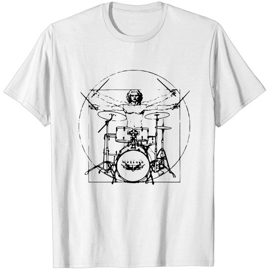 Discover Vitruvian Man Drum Kit Black Lines - Vitruvian Man - T-Shirt