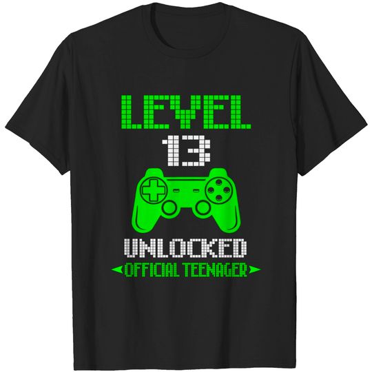 Discover Official Teenager 13th Birthday Boy Shirt Level 13 Unlocked T-Shirt