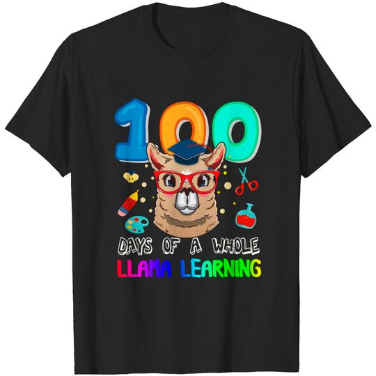 Discover 100 Days of a Whole Llama Learning T-Shirt - School Humor
