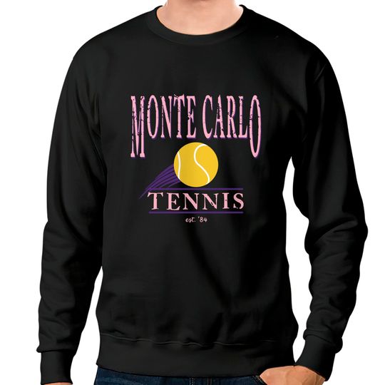 Discover Monte Carlo Tennis Sweatshirt | Monte Carlo Vintage Style Distressed Unisex Crewneck