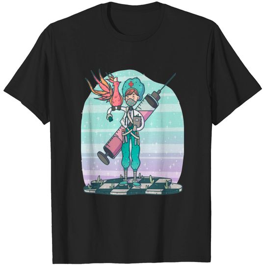 Discover Doctor With Hand Sanitizer Cartoon T-Shirt