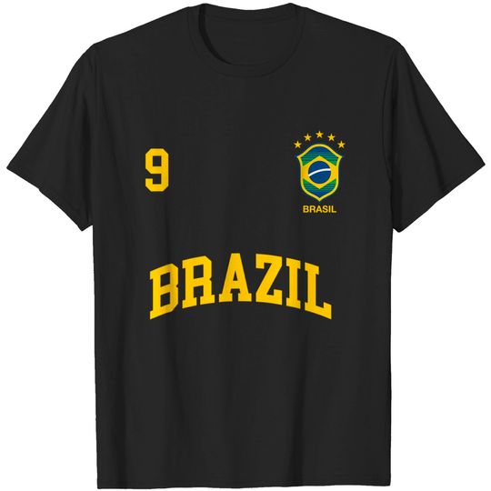 Discover Brazil Number 9  Brazilian Soccer Team Shirt