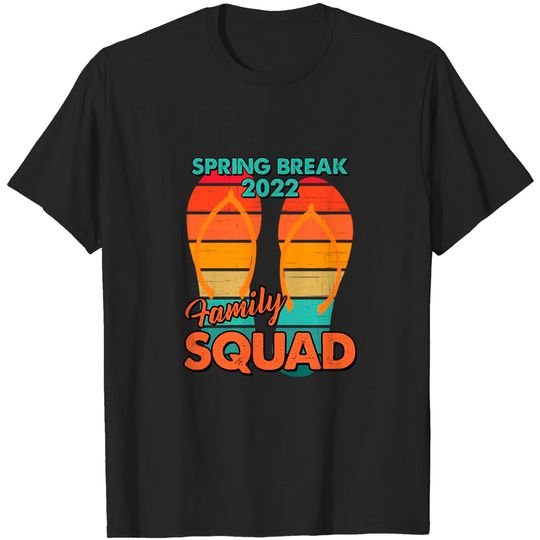 Discover Spring Break Family Squad Beach 2022 Vintage Cool Flip Flops T-Shirt