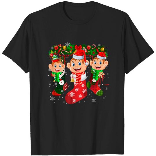 Discover Monkey Socks Christmas Family Pajamas T-Shirt