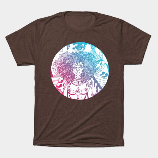 Discover Dual Color Kemet Warrior - Afro Hair - T-Shirt