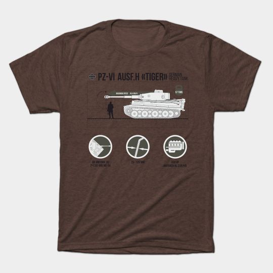 Discover Infographics of Pz-VI Ausf. H Tiger on light - Tiger Tank - T-Shirt