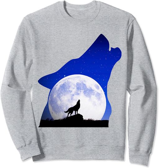 Discover Howling Wolf Lover Sweatshirt with Wolf Moon Design