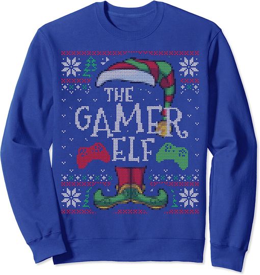 Discover Gamer Sweatshirt Gamer Elf Family Christmas Matching Ugly Sweater Pajama