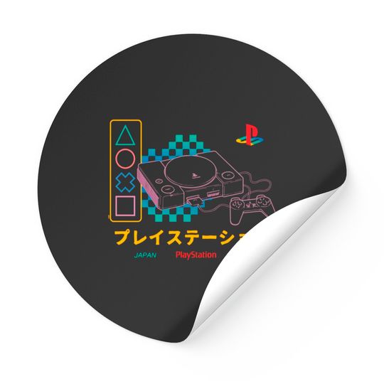 Discover Playstation Checker Neon 90's Stickers Pullover Stickers