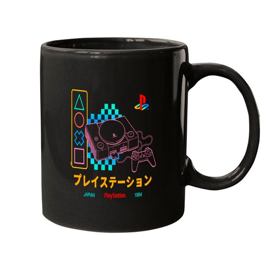 Discover Playstation Checker Neon 90's Mugs Pullover Mugs