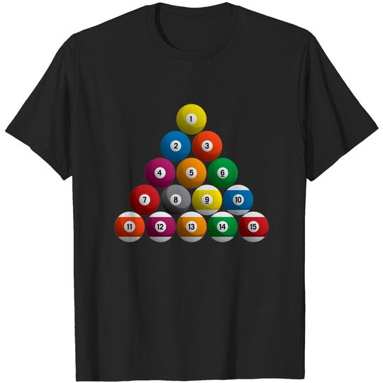 Discover Billiards Pool Balls Racked Set - Pool - T-Shirt