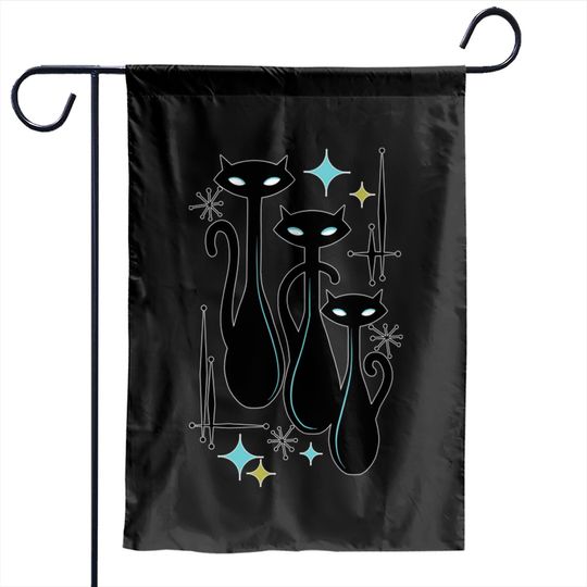 Discover Modern Meows Atomic Age Black Kitschy Cats - Cats - Garden Flags