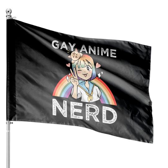 Discover LGBTQ Rainbow Gay Anime Nerd Kawaii Neko Girl Pride Otaku Pullover House Flags