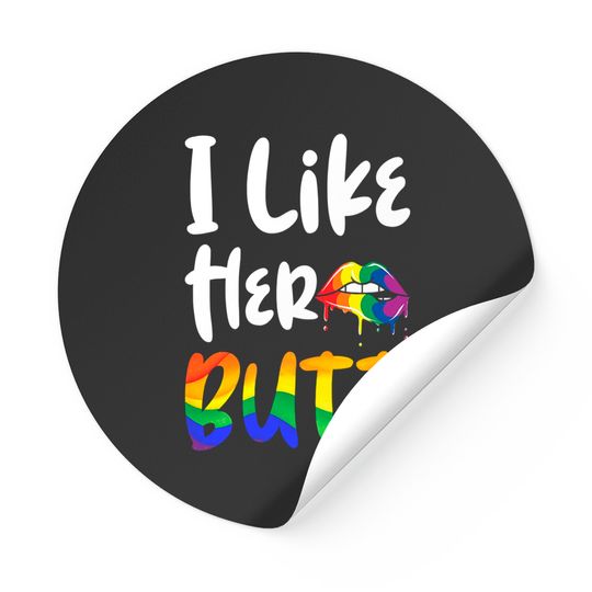 Discover Lesbian Girl Stickers  Funny Lesbian I Like Her Butt Pride Rainbow Lips LGBT