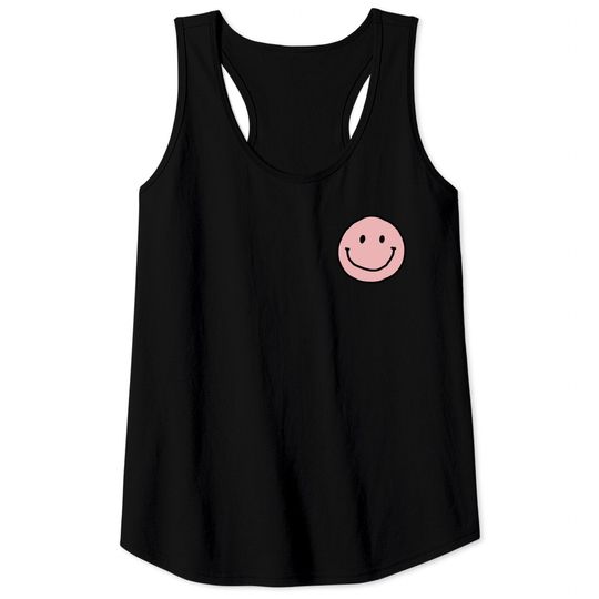 Discover Smile Face Tank Tops Pink Happy Smiley Face Cute & Simple Graphic Pullover