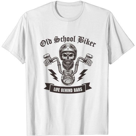 Discover Life Behind Bars Old School Biker I Motorcycle Bike Skull T-Shirt