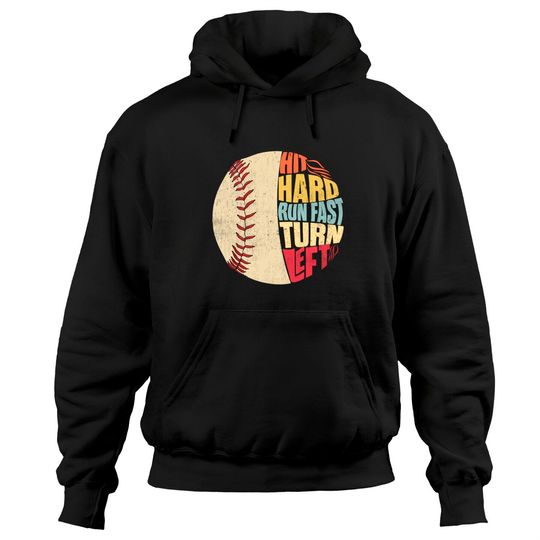 Discover Vintage Hit Hard Run Fast Turn Left Baseball Sport Zip Hoodie