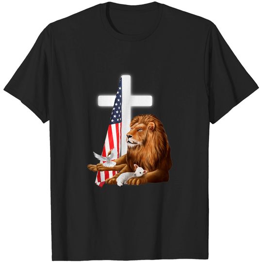 Discover Lion And Lamb Cross Jesus Christ T-Shirt